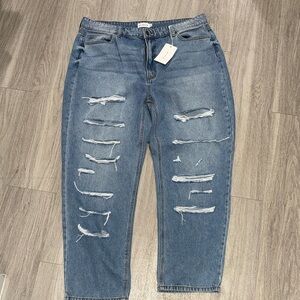 Cello Blue Ripped Boyfriend Jeans